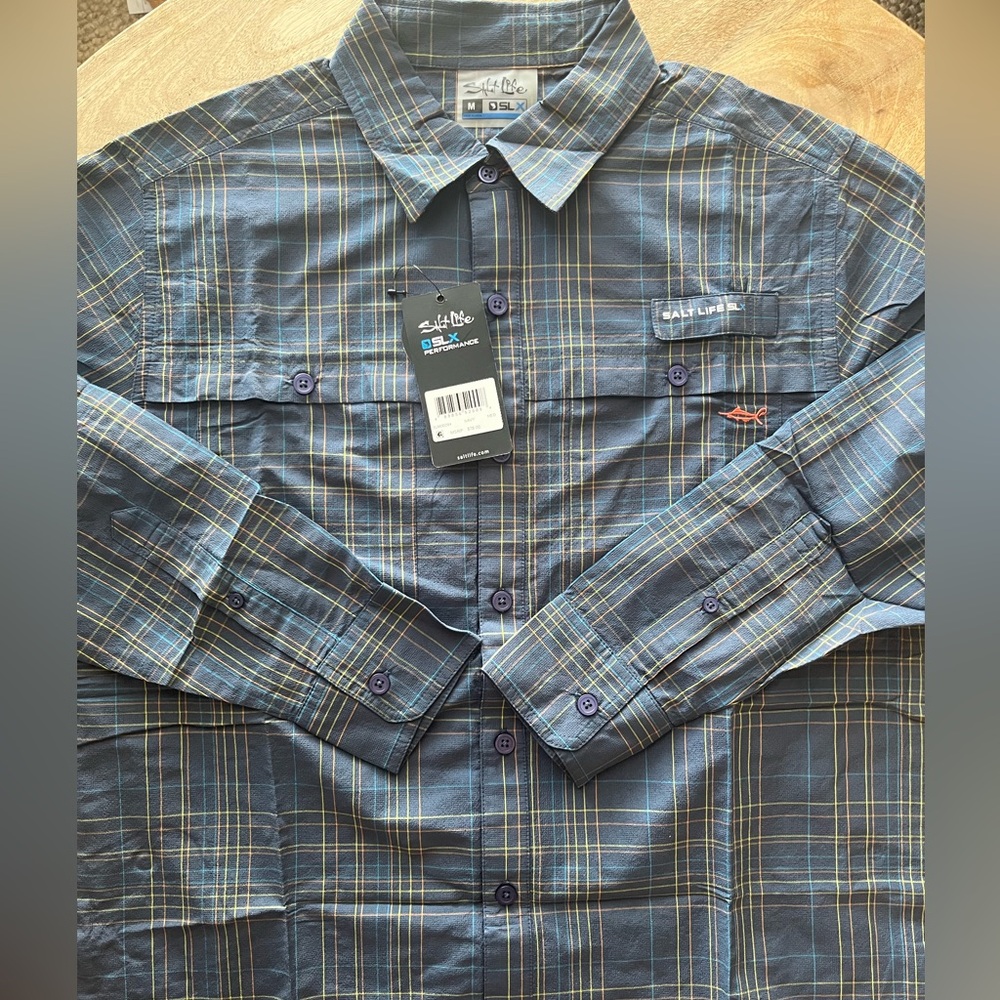 Salt Life Navy long sleeve button up shirt New